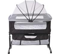 Berceau à bascule Lit d'appoint pliable réglable en hauteur avec roulettes Moustiquaire 92*58*70-87cm Noir