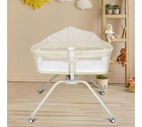Berceau bébé 3 en 1, Lit bébé, Transat bébé inclinable et Chaise Haute bébé,94 * 70 * 80cm (Blanc cassé)