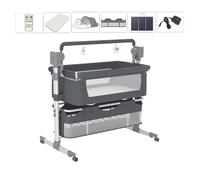 Berceau bébé électrique - Magic ZC - Lit cododo pliant, Lit pliable en un clic, 4modes, Cadeaux tels que moustiquaires - Gris