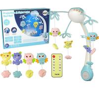 Berceau Carrousel Projecteur Télécommande Mélodies Bruits d'animaux Bleu