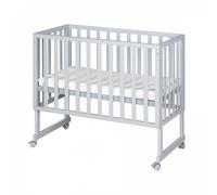 ROBA Berceau Cododo 3en1 Réglable ""safe asleep®"" 90 x 45 cm + Matelas + Barrière et 4 Roulettes avec Freins - Bois Laqué Taupe