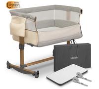 Berceau cododo 3en1 LIONELO Leonie - Matelas 4 cm - Housse 100% coton - Roulettes - Hauteur et inclinaison réglables - Beige