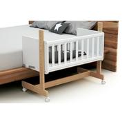 AT4 - Berceau cododo évolutif en bois CONFORT Blanc 40 x 80 cm| 86 x 58,5 x 80 cm | Matelas inclus 40x80x5cm | 4 roues multidirectionnelles | Facile à déplacer
