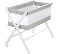 Berceau Cododo Pliable 90 x 45 ROBA en Toile et Maille + Matelas et Roulettes à Freins - Gris / Blanc