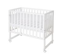 Berceau Cododo ROBA 3en1 Réglable - Bois Blanc - Matelas - Barrières - Pourtour en Maille - 90 x 45 cm blanc TU