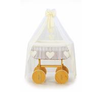 Berceau de Moïse Amelia en osier de luxe avec baldaquin - Linge de lit naturel e