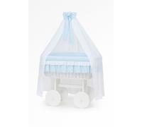 Berceau de Moïse Bellamy en osier de luxe avec baldaquin - Linge de lit blanc et