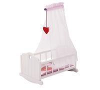 Berceau De Poupée En Bois Fienchen - Roba - Lit À Bascule Pour Poupon - Blanc/Rose