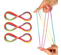 Berceau du Chat 3 Pièces Fournitures de Jouets Corde de Fil de Doigt à Tisser de Couleur Arc-en-Ciel Jouet de Développement de Jeu de Doigts pour Adolescents Adultes Stimuler Créativité (Arc-en-Ciel)