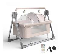 Berceau électrique avec Bluetooth, 5 vitesses de bercement, convient aux bébés de 0 à 36 mois - kaki