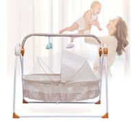 Berceau électrique, berceau pour bébé, balançoire automatique, balançoire pour bébé, lit bébé, lit d'appoint, chaise à bascule avec 12 chansons, minuterie et fonctions de connexion USB Bluetooth