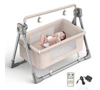 Berceau Électrique Multifonction pour Bébé, Lit à Bascule Pliable avec Musique, Moustiquaire, 5 Vitesses de Balancement, Minuterie