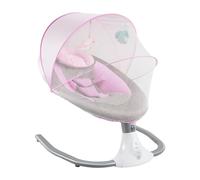 Berceau électrique pour bébé - Balançoire électronique pour nouveau-né de 0 à 18 mois - Avec ceinture de sécurité, jouets, musique, télécommande et moustiquaire - Rose