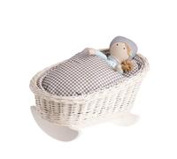 Berceau en osier blanc, lit poupee berceau à bascule en bois