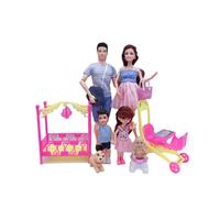 (Berceau) Happy Playset famille enceinte maman papa bébé poupée poussette lit jouet accessoires