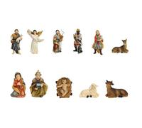 Berceau miniature avec des figures définies 11 en partie | Peinture à la main HARZ Figures naturelles Ornements pour Noël | Décoration de berceau de Noël Ensemble pour la table du salon de la table ID