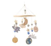 Berceau mobile, 360 ° rotatif suspendu bébé suspendu mobile pour berceau, ornements spatiaux mignons carillon de vent en bois avec vaisseau spatial, planètes et lune, 20x9, 5 bébé pour enfants pour le