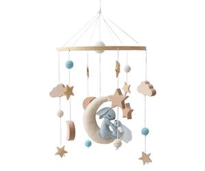 Berceau Mobile - Boule De Feutre De Lapin Ďe Lune Đe 230 G, Décor Suspendu D́e Pépinière | Cloche D̄e Lit Dé Lit Au Crochet, Carillon À Vent Nouveau-né | Hochet Ďé Poussette Rotatif, Cadeau Đé Fête Pr