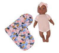 Berceau - poupe bb raliste de 14 pouces - Swaddle Floral et bandeau de nud rose - Eyes noisette et skintone chaude - faire semblant de jouer