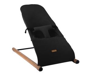 Berceau pour bébé Bouncer Nid pour bébé Balançoire pour bébé Housse lavable Fauteuil à bascule pour nourrisson sangle rembourrée, jersey noir bois acier, max. 9kg LxLxH 46x74x56 cm