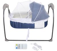 Berceuse électrique pour bébé, contrôle intelligent du temps de sommeil, balancement à 3 vitesses, bleu