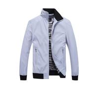 BERCIELY Blouson Homme Veste Laxiste Synthétique Homme Col Montant Fermeture Éclair Manches Longues Blouson Homme Urbain Affaires Casual Blouson Aviateur Homme D-Light Grey 8XL