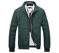 BERCIELY Blouson Homme Veste Laxiste Synthétique Homme Col Montant Fermeture Éclair Manches Longues Blouson Homme Urbain Affaires Casual Blouson Aviateur Homme A-Green XL