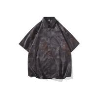 BERCIELY Chemise Imprimer Homme Léger Beau Gosse Mode Manche Courte Coupe Régulière Personnalité Modèle Décontractée Chemises De Plage Jeunesse Rétro Tendance Streetwear I-Black XL