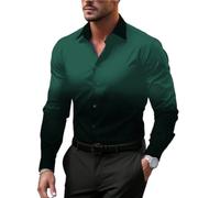 BERCIELY Shirt Décontractée Homme Shirt À Manches Longues Homme Shirt À Col Roulé Homme Shirt À Imprimé Numérique Confortable Et Ample Homme D-Green XXL