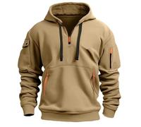 BERCIELY Sweatshirt Homme Unicolore sans Capuche Homme Élasticité Confortable Casual Manches Longues Sweatshirt Homme Jeunesse Moderne Pullover Hoodie Homme N-Khaki 3XL