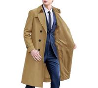 BERCIELY Veste À Manches Longues Hommes Longueur Moyenne Mode Décontractée Coupe-Vent Tempérament Classique Couleur Unie Vestes Extérieur G-Khaki M