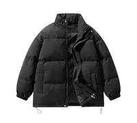 BERCIELY Veste En Coton Hommes Légère Confortable Chaud Vestes Froide Classique Couleur Unie Décontractée Vesteextérieur A-Black XXL