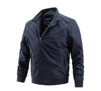 BERCIELY Veste Homme Jeunesse Classique All-Match Veste Transition Homme Casual Confortable Tendance Veste Légère Homme Slim Fit Mode Couleur Unie Veste À Manches Longues Homme C-Dark Blue M