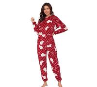 Berdith Onesie Femme Jumpsuit Douillette Combinaison Pyjama Une Pièce Costume de Carnaval Chaud Costume en Polaire pour Adultes, L