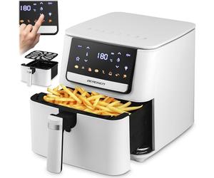 Berdsen Airfryer Friteuse à air chaud - 1700 W - 6,5 l - 8 programmes tactiles - Blanc