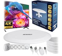 Berdsen Antenne DVBT2 avec amplificateur 28 DB - Antenne intérieure TV - Câble de 10 m - Portée 80 km - Filtre LTE DVB-T DVB-T2 - Blanc