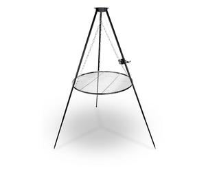 Berdsen Barbecue suspendu trépied 80 cm - Grille de cuisson en acier inoxydable - Hauteur réglable - Acier revêtu par pulvérisation - Noir