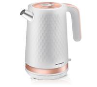 Berdsen Bouilloire avec filtre anti-calcaire - Capacité : 1,7 l - 2200 W - Base pirouette silencieuse - Blanc doré mat