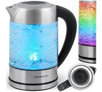 Berdsen Bouilloire électrique avec réglage de la température 60-100 °C - Verre LED - Écran tactile - 2200 W - 1,7 l - Acier inoxydable - Argenté/noir