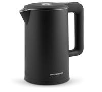 Berdsen Bouilloire en acier inoxydable avec filtre anti-calcaire, capacité 1,7 l, 2200 W, éclairage LED, double paroi, base pirouet, bouilloire, silencieux, noir