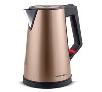 Berdsen Bouilloire en acier inoxydable, capacité 1,7 l, fonction maintien au chaud, 2200 W, double paroi base pirouet, bouilloire, silencieux, or