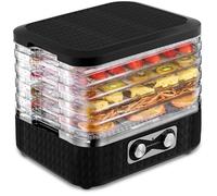 Berdsen Déshydrateur automatique pour champignons, 5 compartiments, fruits et légumes, régulateur de température 35 à 70 °C, 10 l, avec chaleur tournante, minuterie 24 h, noir