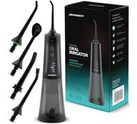 Berdsen Irrigateur Dentifrice - Sans Fil - Rechargeable - Étanche - Portable - 5 Modes 5 Pointes - 300 ml Noir