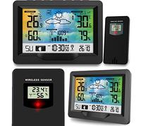 BERDSEN Station météo avec écran BD-901 - Mesure de la température extérieure et intérieure - Fonctions d'alarme snooze - Alimentation de la batterie - Synchronisation de l'heure - Noir