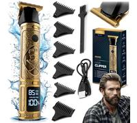 Berdsen Tondeuse à cheveux professionnelle pour homme - Tondeuse à barbe électrique - 6 embouts de 1 à 9 mm - Barber doré