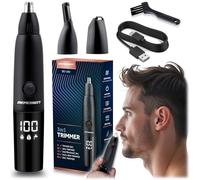 Berdsen Tondeuse nasale 3 en 1 électrique pour homme - Tondeuse de précision - 3 têtes interchangeables - LCD - Noir