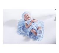 Berenguer - All-Vinyl La Newborn Doll in blue knit outfit with blanket. REAL BOY!