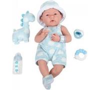 Berenguer - All-Vinyl La Newborn Doll in Blue Onesie/Dinosaur Theme. REAL BOY!