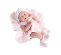 JC Toys Berenguer – Poupon réaliste La Newborn, tout vinyle, tenue rose en tricot avec couverture