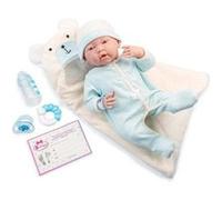 Berenguer - Blue Soft Body La Newborn dans Bear Bunting et accessoires. Corps souple nouveau-né. Costume bleu avec couverture. - Bleu G